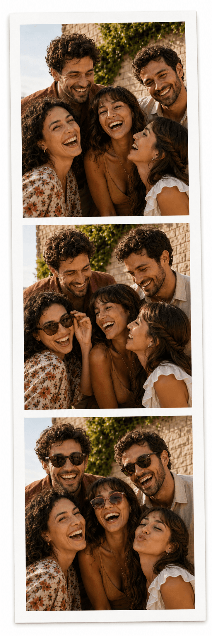 Bande photo commerciale illustrant trois souvenirs imprimés